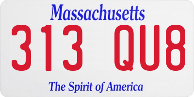 MA license plate 313QU8