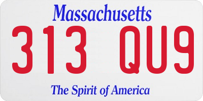 MA license plate 313QU9