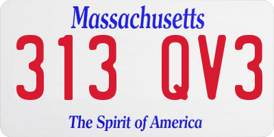 MA license plate 313QV3