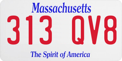 MA license plate 313QV8