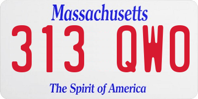 MA license plate 313QW0