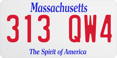 MA license plate 313QW4