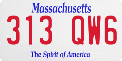 MA license plate 313QW6