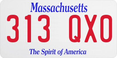 MA license plate 313QX0