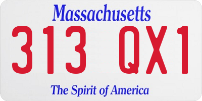 MA license plate 313QX1