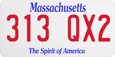 MA license plate 313QX2