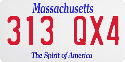 MA license plate 313QX4
