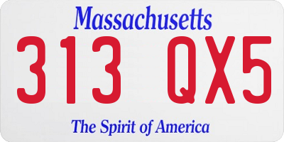 MA license plate 313QX5