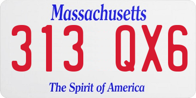 MA license plate 313QX6