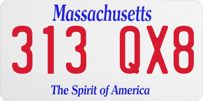 MA license plate 313QX8