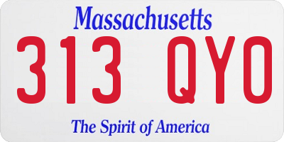 MA license plate 313QY0