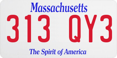 MA license plate 313QY3