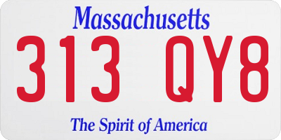 MA license plate 313QY8