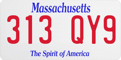 MA license plate 313QY9