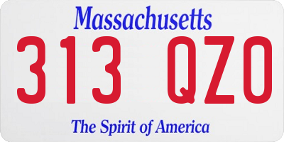 MA license plate 313QZ0