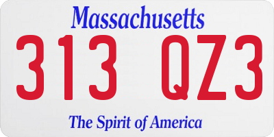 MA license plate 313QZ3