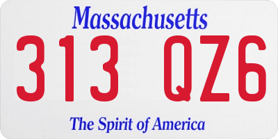 MA license plate 313QZ6