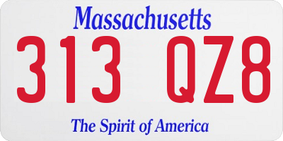 MA license plate 313QZ8