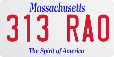 MA license plate 313RA0