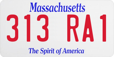MA license plate 313RA1