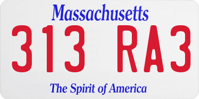 MA license plate 313RA3
