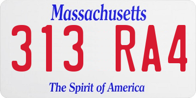 MA license plate 313RA4
