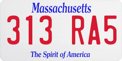 MA license plate 313RA5