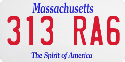 MA license plate 313RA6