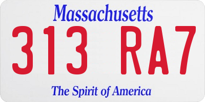 MA license plate 313RA7