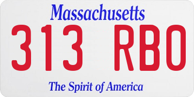 MA license plate 313RB0