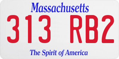 MA license plate 313RB2