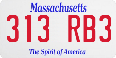 MA license plate 313RB3