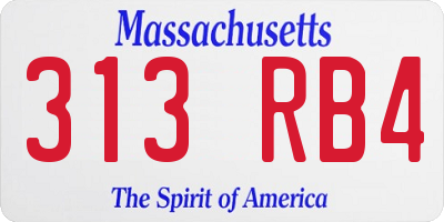 MA license plate 313RB4