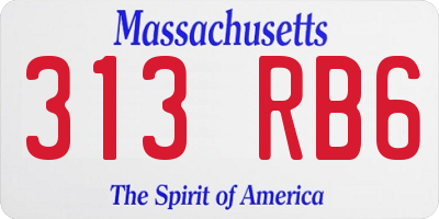 MA license plate 313RB6