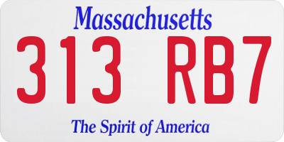 MA license plate 313RB7