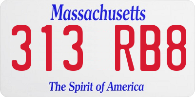 MA license plate 313RB8