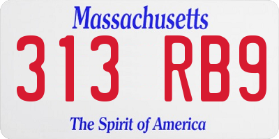 MA license plate 313RB9