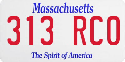 MA license plate 313RC0