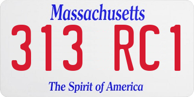 MA license plate 313RC1