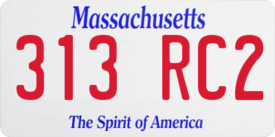 MA license plate 313RC2