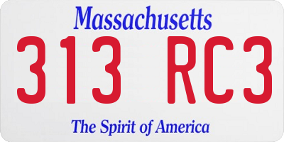 MA license plate 313RC3