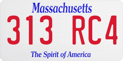 MA license plate 313RC4