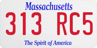 MA license plate 313RC5