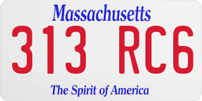 MA license plate 313RC6
