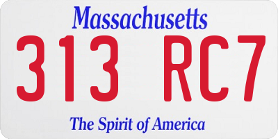 MA license plate 313RC7
