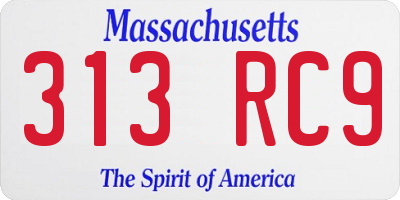 MA license plate 313RC9