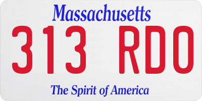 MA license plate 313RD0