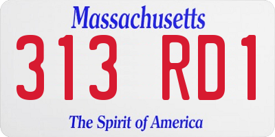 MA license plate 313RD1