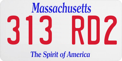 MA license plate 313RD2
