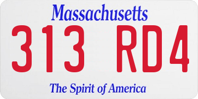 MA license plate 313RD4